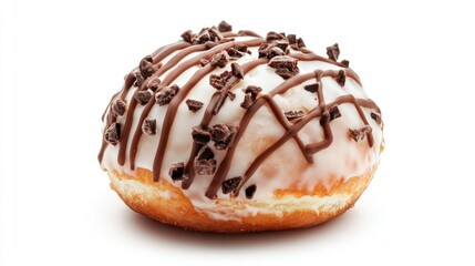 Delicious chocolate-glazed donut with sprinkles, studio shot, food photography, baking