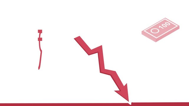 indian rupee share market falling down bearish trend in stock exchange animation