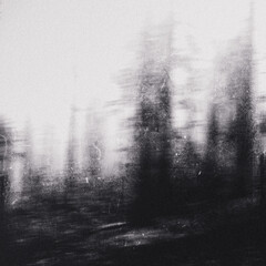 Obraz premium Grunge scary landscape, horror nature wallpaper, old film effect