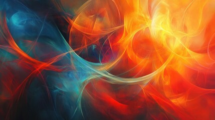 Obraz premium Abstract swirling colors clashing, fiery orange and cool teal