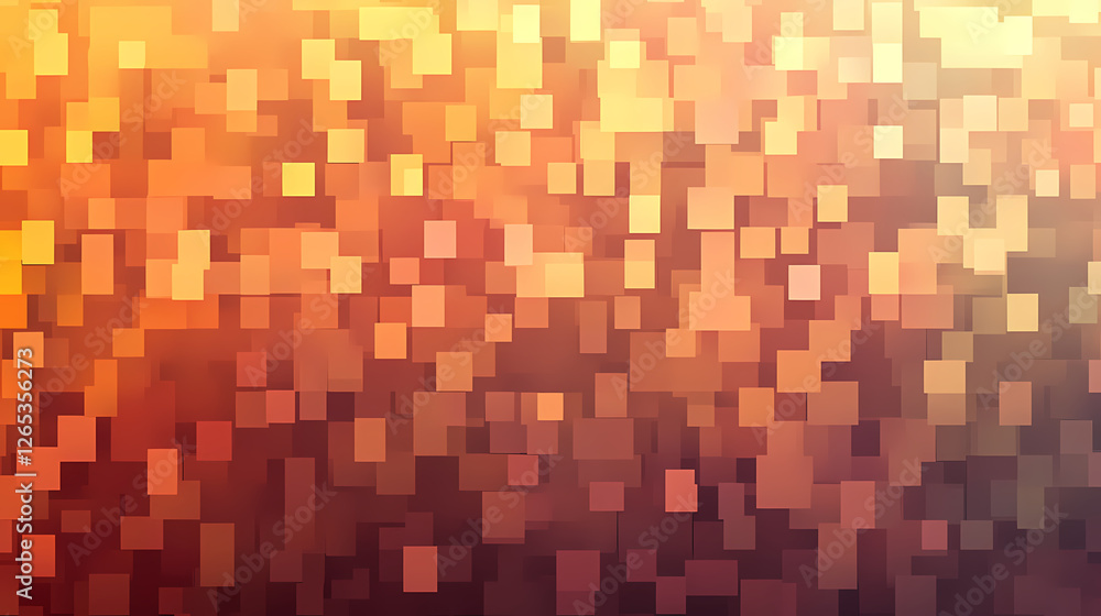 Poster abstract pattern of warm orange and yellow squares with depth