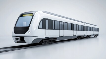 Modern electric train on tracks, studio shot, transportation