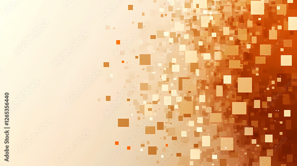 Poster dynamic orange pixel art with gradient blocks