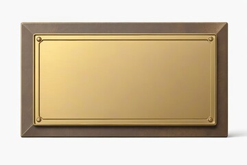 there is a gold plaque on a brown plaque holder