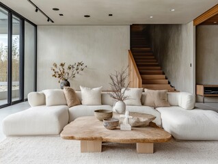 Interior living space features a large cozy sectional sofa