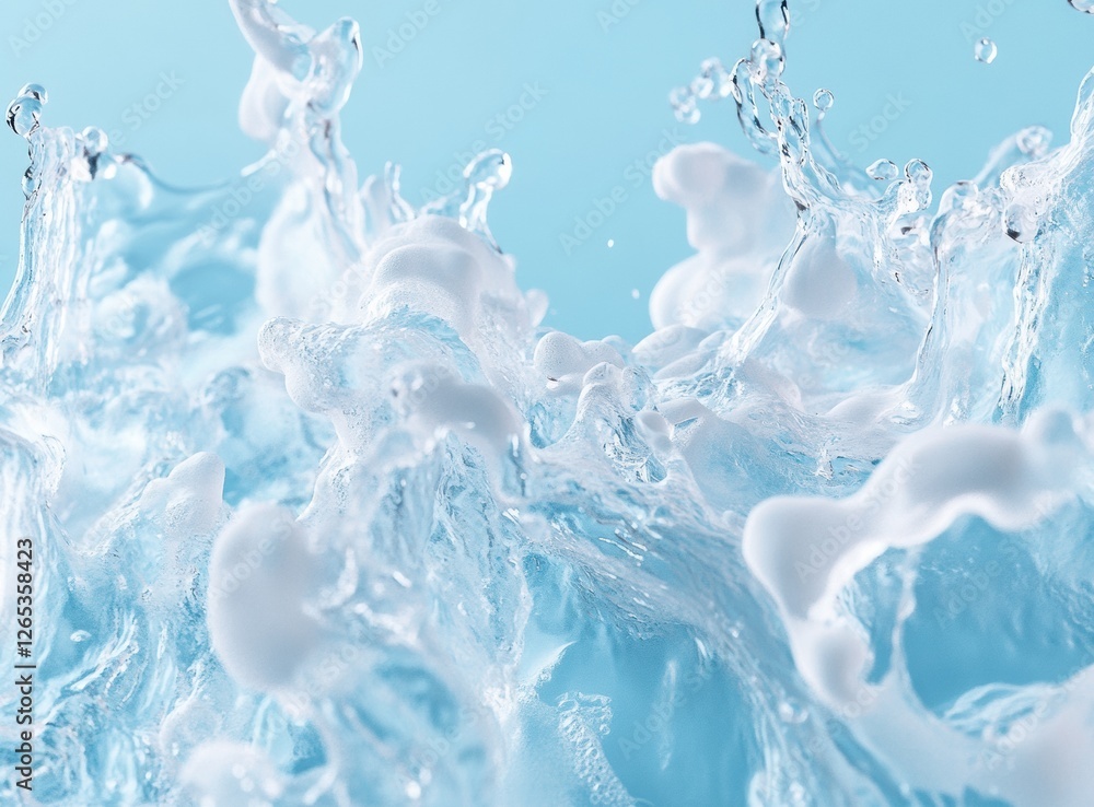 Aufkleber high-resolution macro image capturing intricate water splashes against a light blue background, show