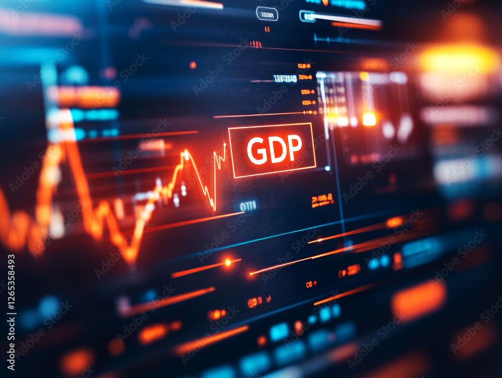 Poster analyzing gdp trends for 2025 data visualization insights in economic growth digital environment dyn