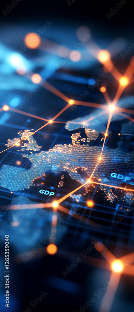 Poster global gdp growth projections for 2025 analyzing economic trends and data visualization in a digital