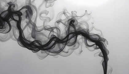 Abstract Black Smoke Flowing Against a White Background