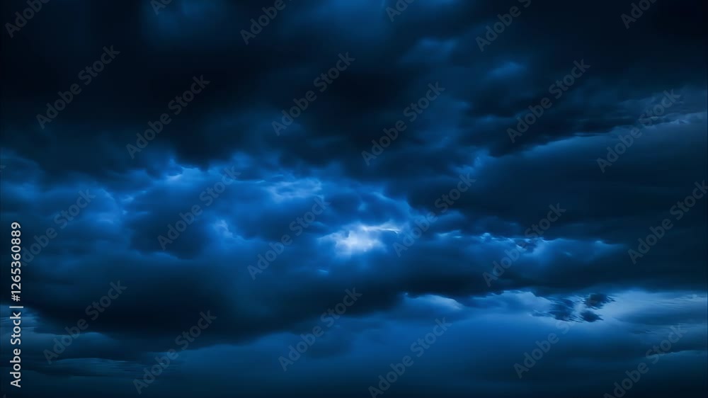 Poster dark storm clouds with a hint of light peeking through, creating a dramatic and moody atmosphere.
