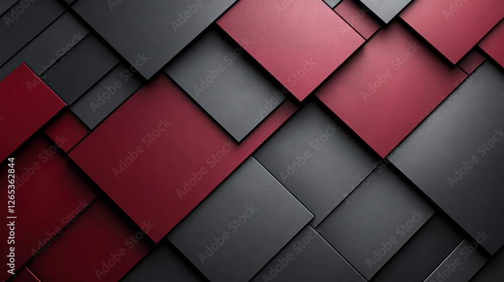 Poster textured layers of deep red and black create an artistic geometric design for modern decor