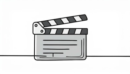 Cinema clapboard clickcer line icon. Clapperboard isolated doodle drawing element. perfect any project