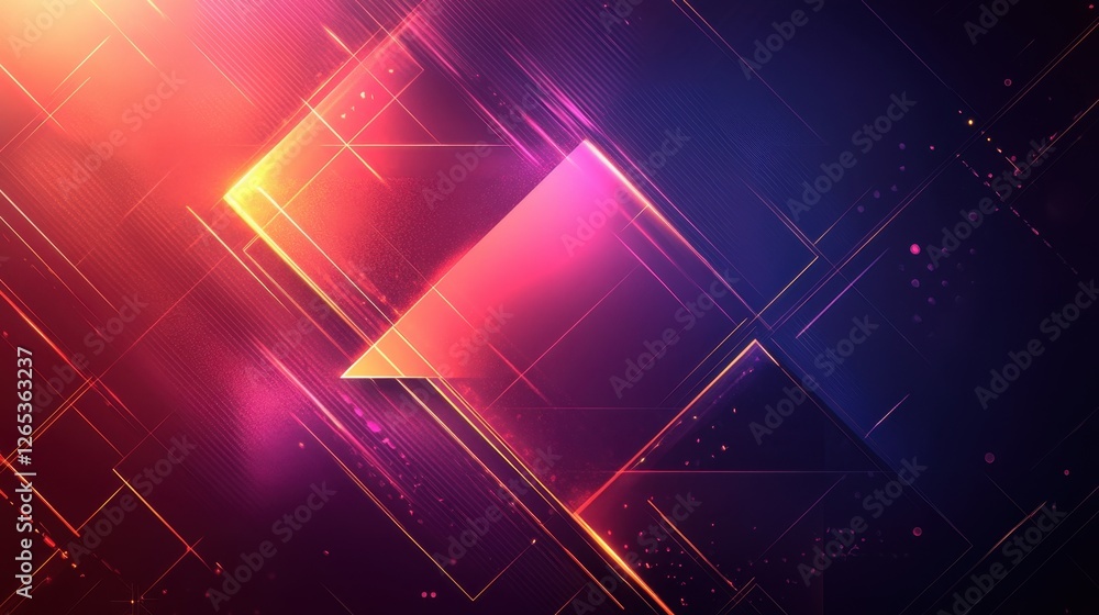 Poster vibrant geometric abstraction showcasing dynamic colors and shapes in a modern digital art compositi