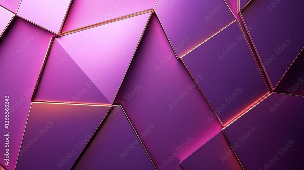 Poster intricate patterns of purple geometric shapes displaying depth and texture in a vibrant modern desig