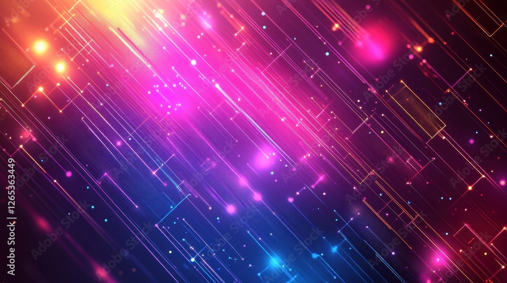 Poster vibrant abstract light patterns create a dynamic atmosphere of colors and energy in a digital landsc