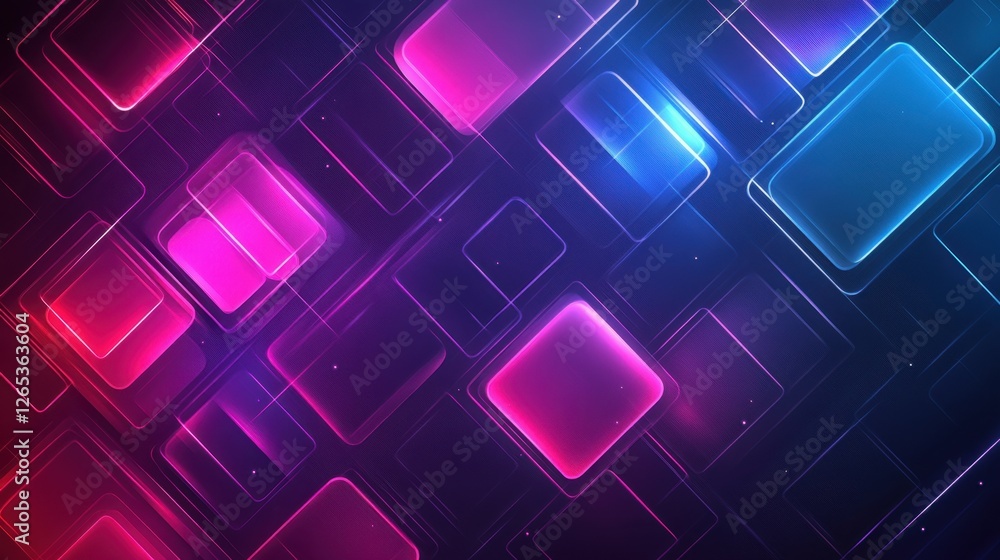Poster vibrant geometric shapes illuminate a digital landscape in a mesmerizing display of color and light