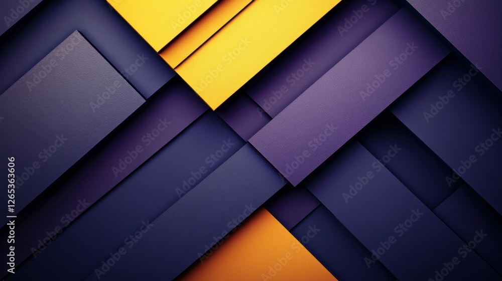 Poster vibrant geometric patterns create dynamic energy in layered textures of deep purple and bold gold