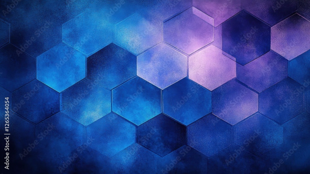 Poster vibrant geometric shapes create a mesmerizing pattern of blues and purples in an abstract art piece