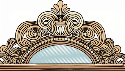 Princess crown mirror frame. Hand drawn doodle mirror with crown for baby princess decorate border. perfect any project.