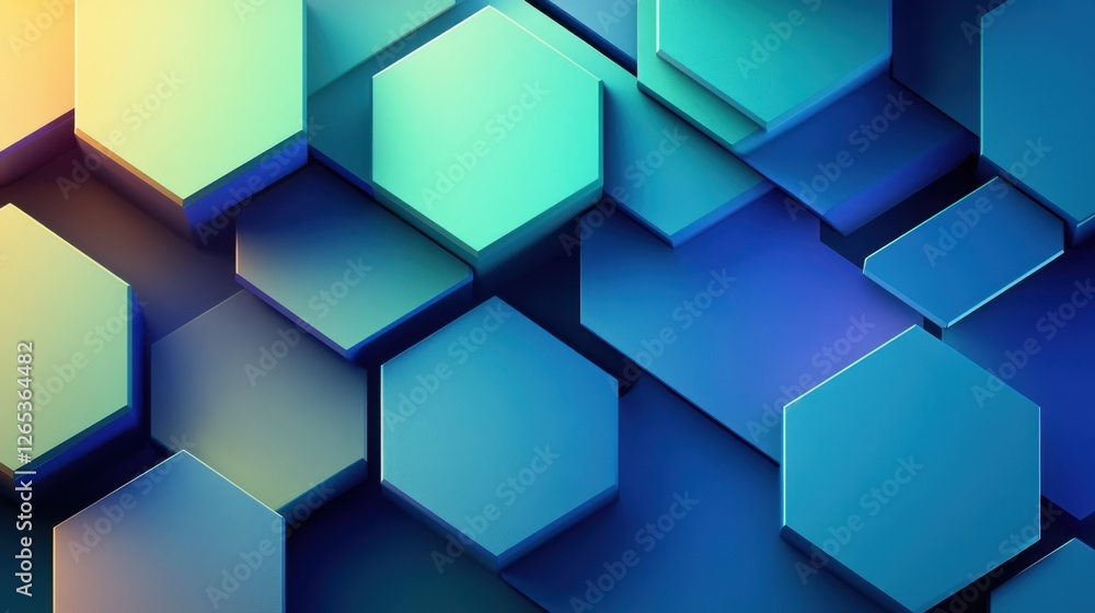 Poster geometric hexagon patterns create a captivating visual experience in vibrant colors and shapes