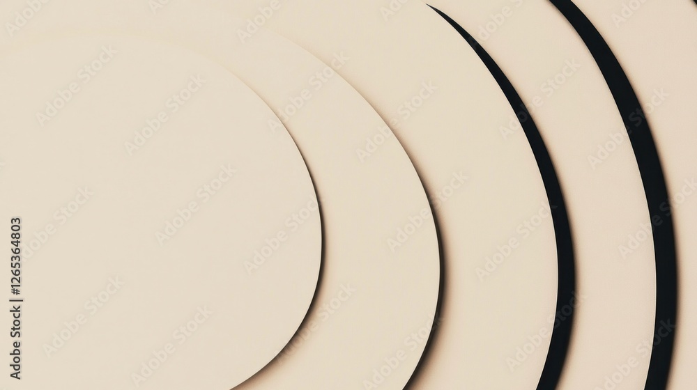 Aufkleber minimalist cream and black circular pattern abstract background image