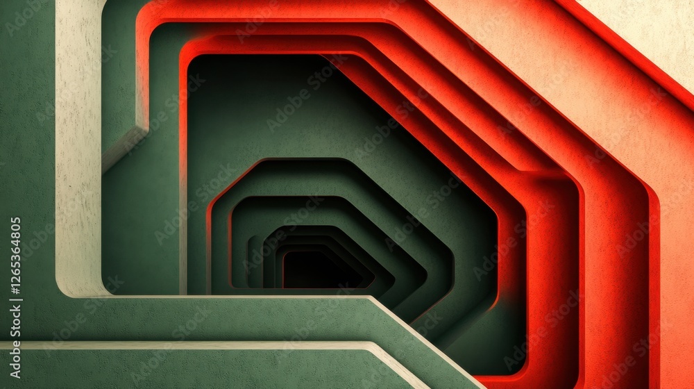 Poster abstract layers create a mesmerizing descent into a vibrant tunnel of colors and shapes