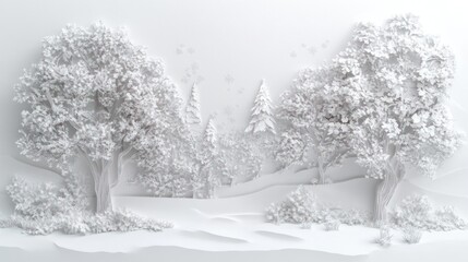 Fototapeta premium White winter forest wall art, snowy scene