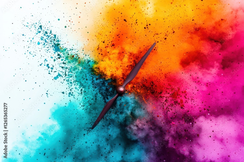 Poster a vibrant explosion of colors blending together, creating a dynamic and artistic display reminiscent