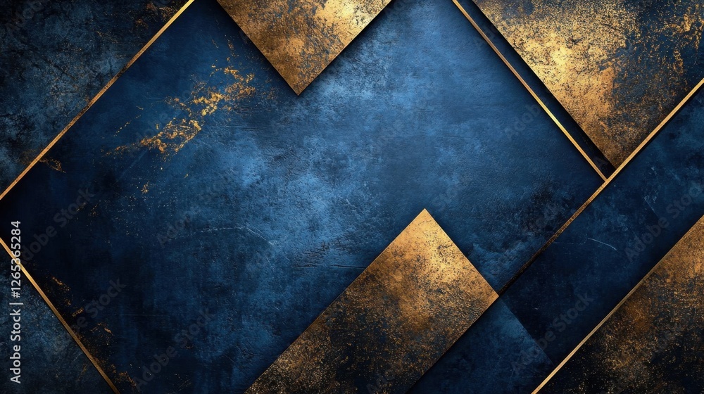 Aufkleber elegant geometric design with deep blue and gold textures creating a captivating visual experience