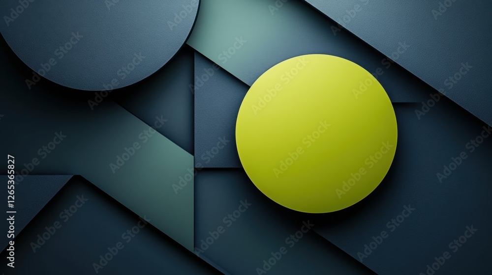 Poster artistic composition with geometric shapes in bold colors and textures creating a modern abstract vi