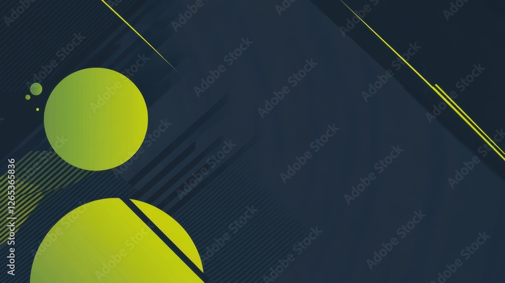 Poster modern abstract design featuring bold shapes and dynamic lines in vibrant green and deep blue