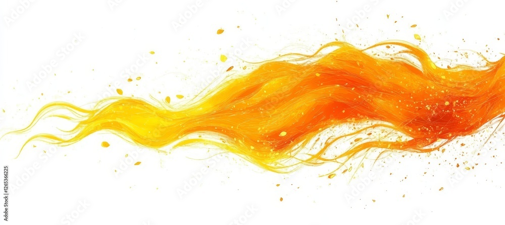 Poster dynamic flow of abstract, golden ripples an isolated splash and swirl of color on white