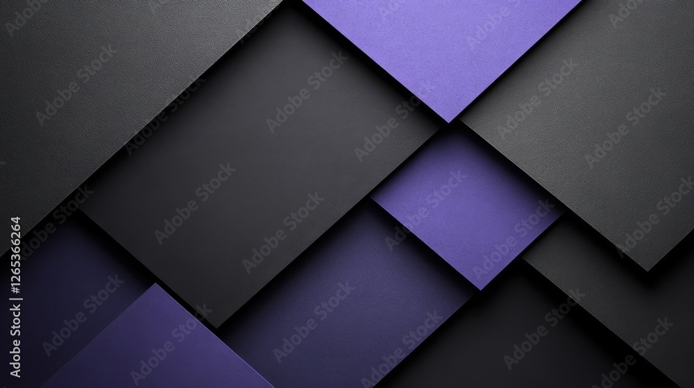 Poster creative composition of textured black and purple squares arranged in an abstract design, showcasing