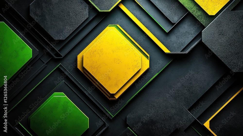 Poster layers of color and texture create a dynamic visual composition with vibrant shapes and shadows set 