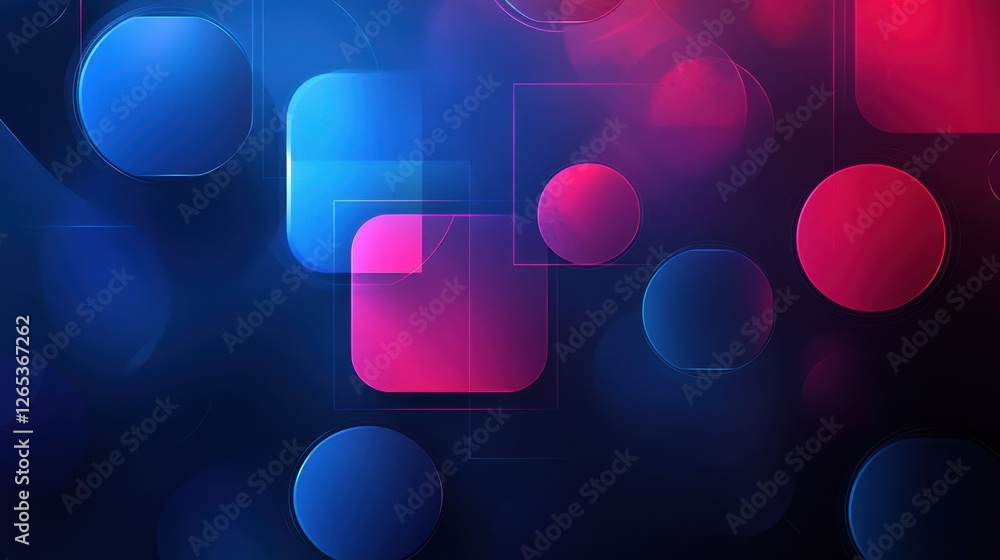 Aufkleber vibrant geometry comes alive with colorful shapes and glowing backgrounds in a dynamic digital desig
