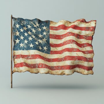 Vintage Weathered American Flag Textured Background for Artistic Projects