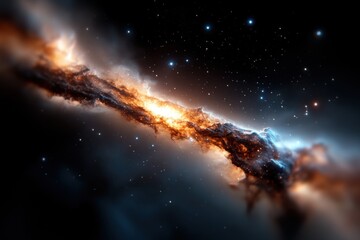 This stunning cosmic image depicts a vibrant nebula with swirling colors and bright star clusters, representing the beauty and mystery of the universe in magnificent detail.