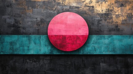 Naklejka premium Bold geometric art piece with vibrant colors and textures showcasing circular and linear elements