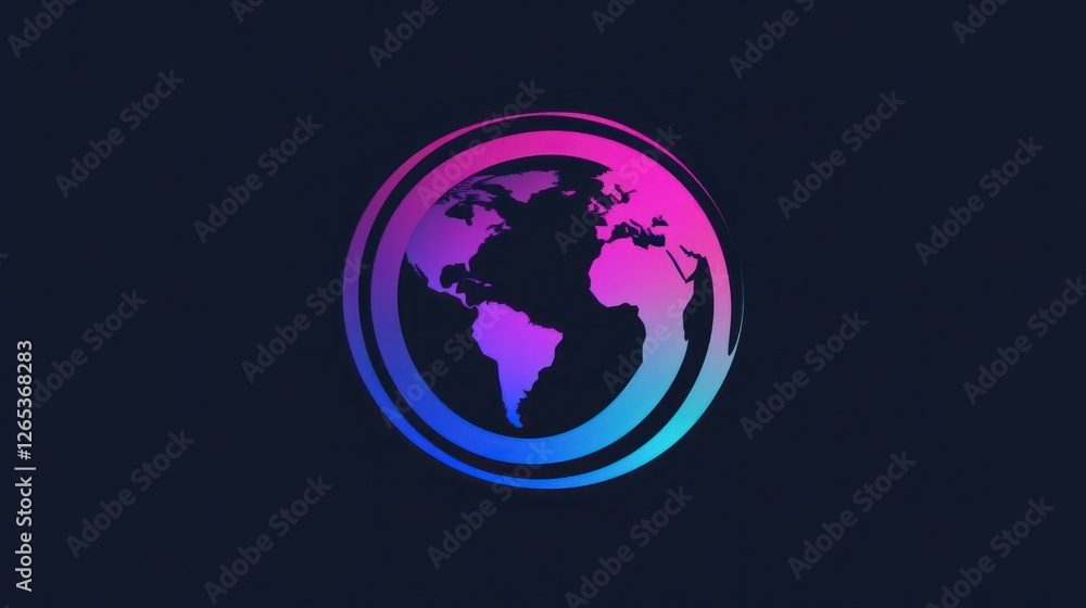 Poster global connection digital world map design