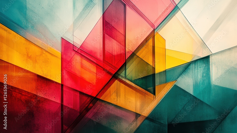 Poster colorful geometric patterns create a mesmerizing interplay of light and shadow in an abstract compos