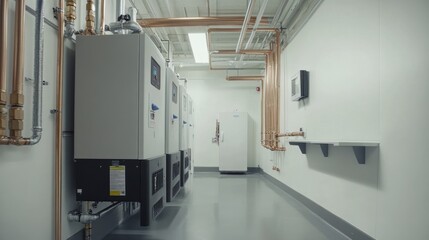 Modern building HVAC system room