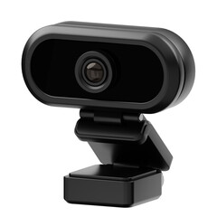 Webcam recording video conference, home office