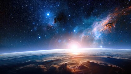 Fototapeta premium Nebula and galaxies in space. Abstract cosmos background
