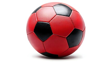 Fototapeta premium Red And Black Soccer Ball On White Background
