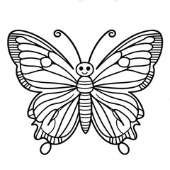 Cute butterfly collection line art vector white bagraound