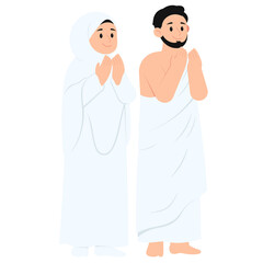 Mecca Couple Praying Ihram Hajj Pilgrimage