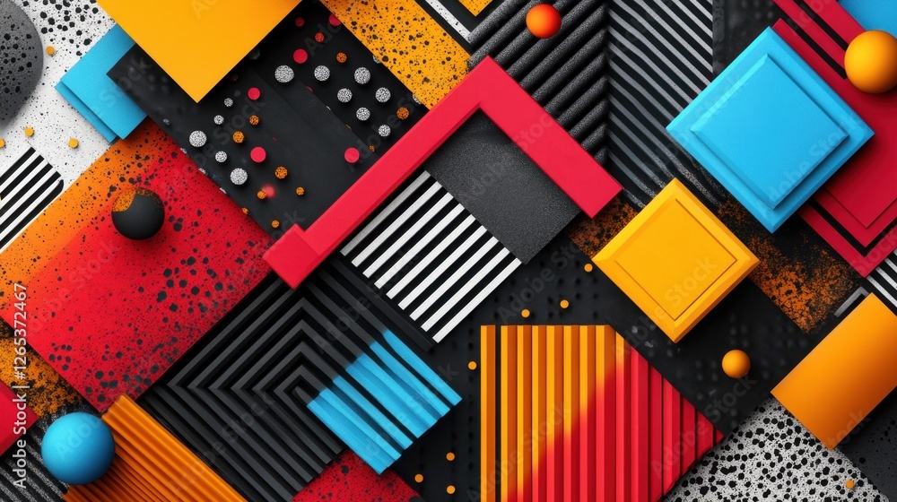 Aufkleber vibrant geometric patterns blending colors and shapes create a visually striking composition for con