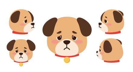Fototapeta premium Cute dog expressions in various angles featuring flat design vector art