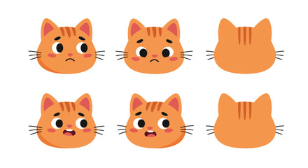 Obraz premium Cat expressions in playful style showcasing emotions through flat vector art