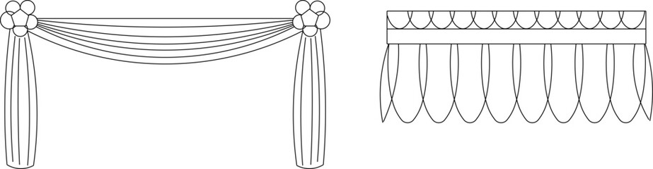 vector sketch illustration silhouette design curtain fabric for home interior  